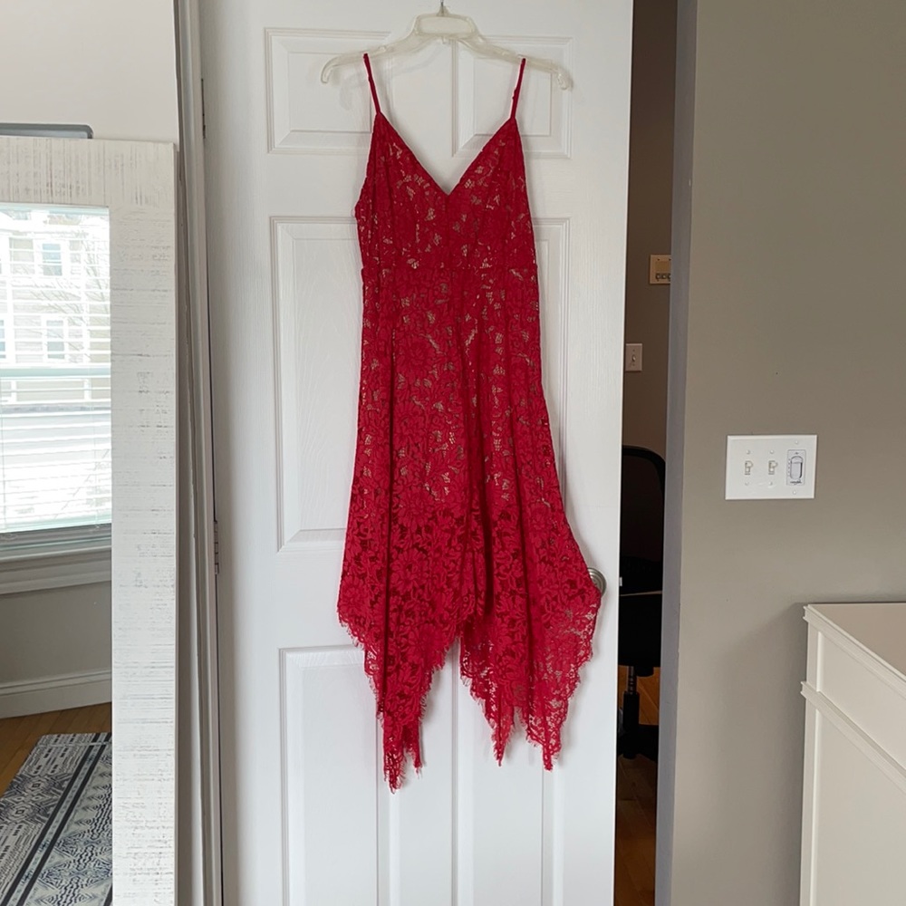 Vibrant Red Lace Dress